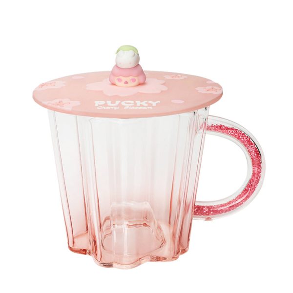 POP MART Pucky Cherry Blossom Series Glass Cup with Cover