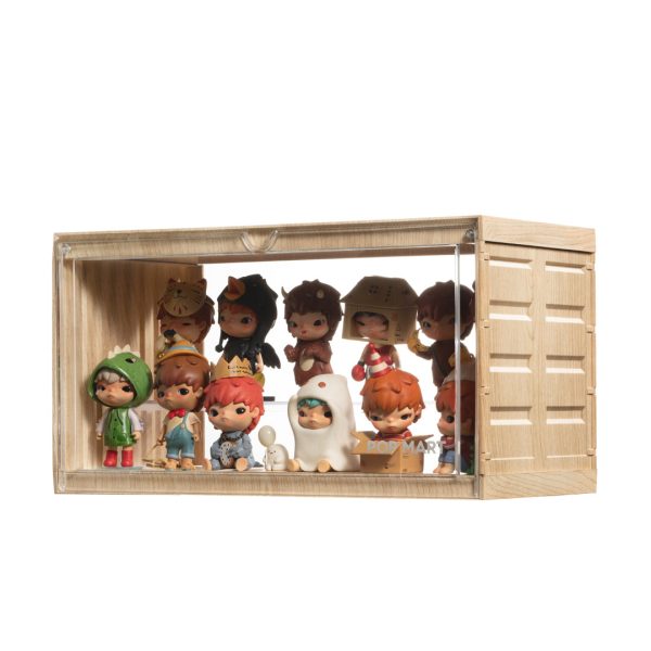 POP MART Self-Assembly Display Box Container - Wooden Style